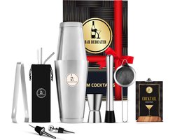 Bar Dedicated Cocktail shaker set Zilver 13 Delig met Jigger -Boston Shaker Incl. Receptenboek en Cadeauverpakking Image