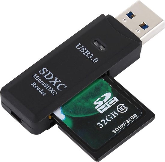 Compacte SD en Micro SD kaartlezer adapter naar USB 3.0 | Zwart | Snel |  6CM | bol.com