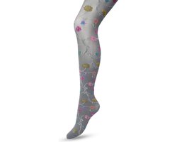 Bonnie Doon Bloemen Panty 80 Denier Grijs Dames maat L/XL - Bloemen Print - Gladde Naden - Maximaal Draagcomfort - Floral Tights - Chique Panty - Feestelijk - Gebloemd - Kleurrijk - Bloemenprint - Castlerock - BP221906.169
