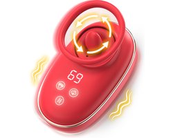 PureVibe® Evoque 3-in-1 Likkende Luchtdruk Vibrator voor Clitoris - Sex Toys voor Vrouwen - Vibrators voor vrouwen - Sekspeeltjes - Cadeau voor Koppels | Deep Red