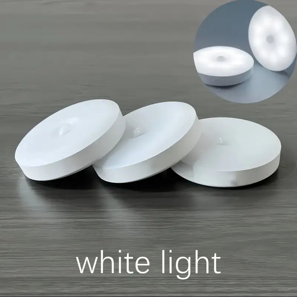 Ledverlichting - Bewegingssensor - Rond - Draadloos - Oplaadbaar - USB - Nachtlamp - Wit licht - Sensor - Kastverlichting - Trapverlichting - Nachtlampje -