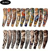 Nivard Tattoo Sleeve - Voor Volwassenen - Mouw - Tatoeage - Arm Warmer - Zonbescherming - UV Beschermend - 20 Stuks