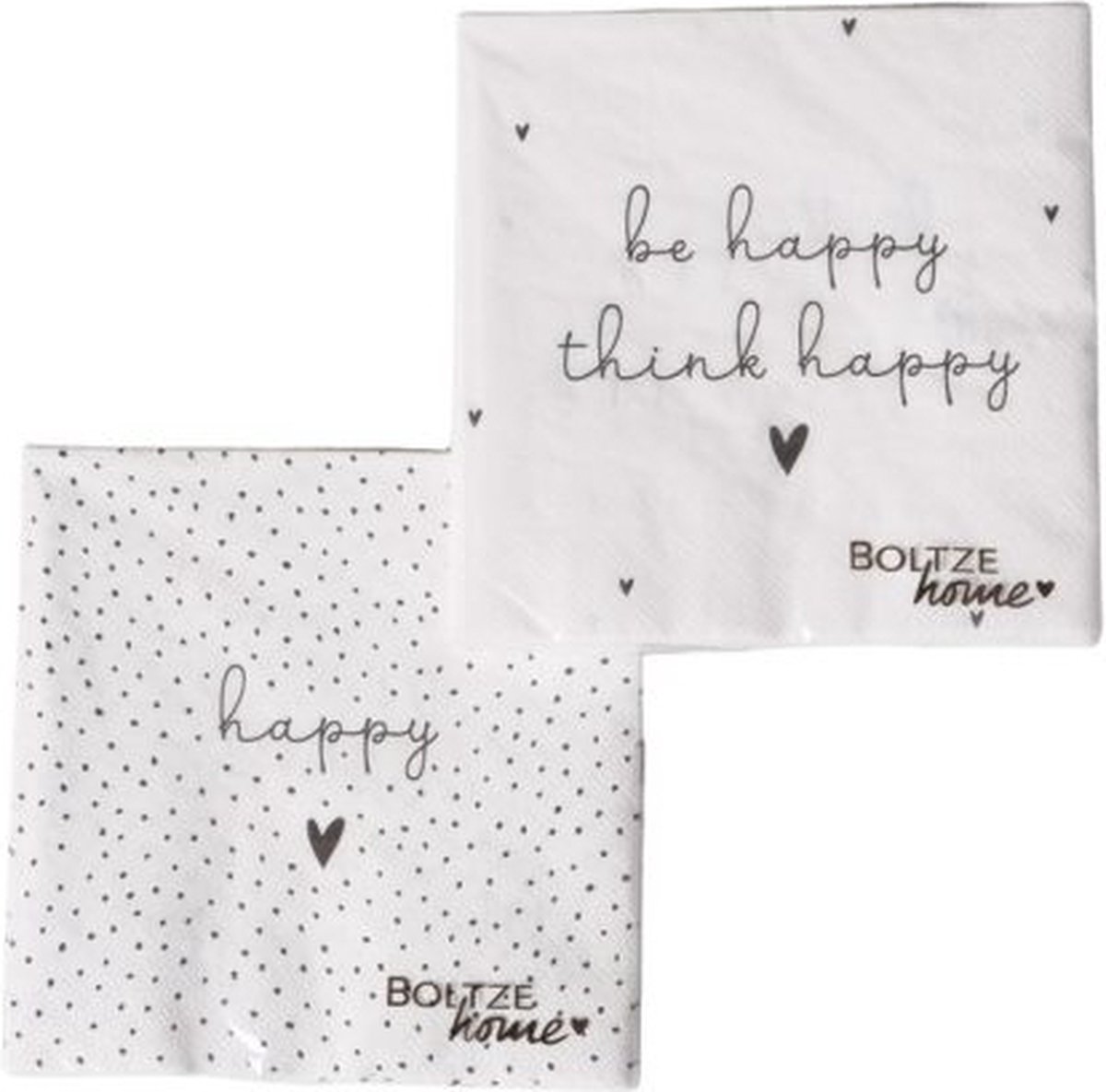 Boltze Set van 2 Pakjes Servetten Met Tekst think happy , be happy