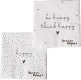Boltze Set van 2 Pakjes Servetten Met Tekst think happy , be happy