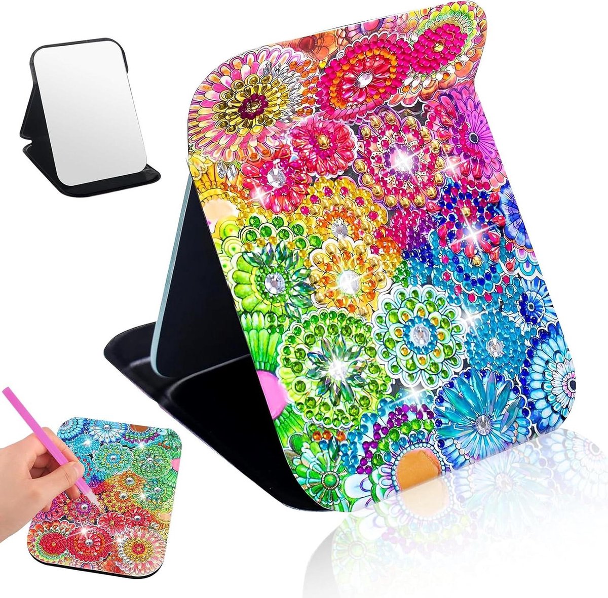 - DIY opvouwbare diamant-schilderij spiegel: draagbaar design