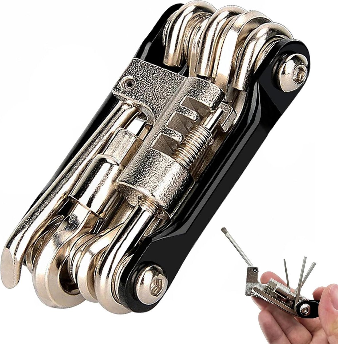Fietsgereedschapsset met zadeltassen - Fietsreparatieset en multitool (zwart)