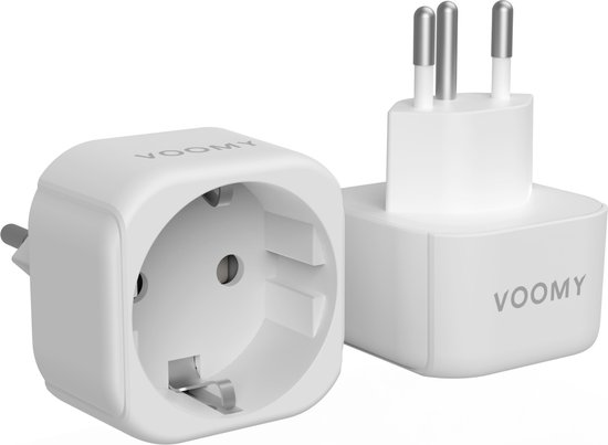 Voomy 2x Reisstekker Type J - Wereldstekker voor Zwitserland / Liechtenstein / Madagaskar / Rwanda - Reisadapter - 2 Stuks - Wit