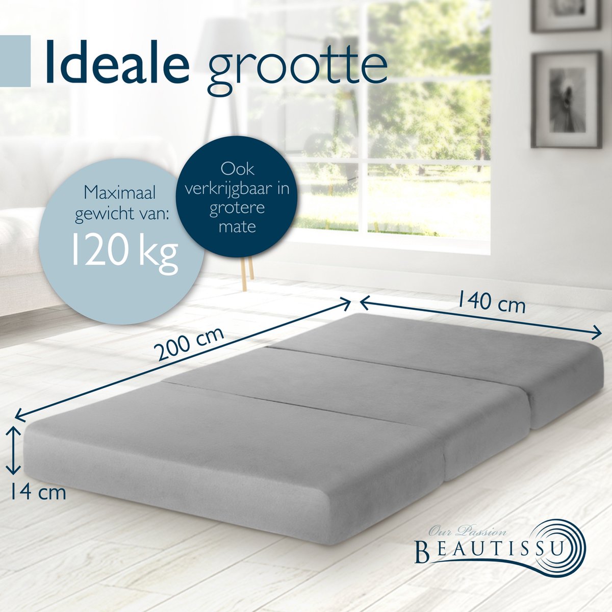 Beautissu VS95 Opvouwbaar Matras XXL 140x200 14cm H3 thumbnail 2