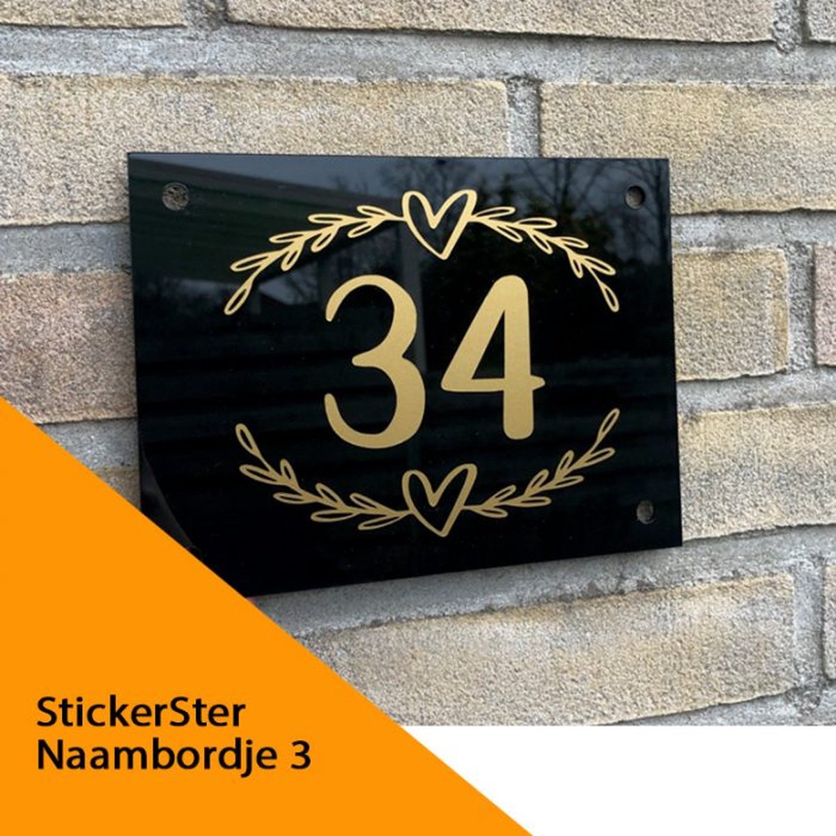 Huisnummer bordje zwart naambordje