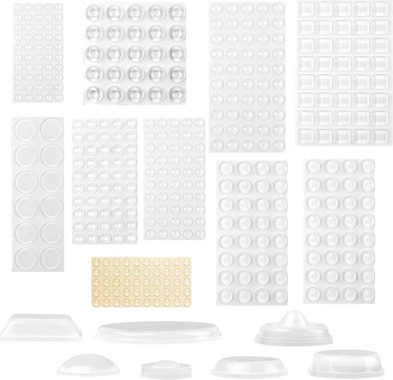 Slipstick Premium zelfklevende transparante bumperpads 48-delig variatiepakket, ronde en vierkante rubberen voetjes voor elektronica, snijplanken, kaststoppers, laden, meubels, geluidsdemper