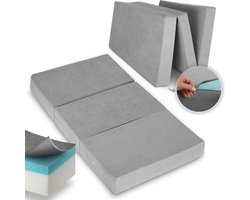 Beautissu VS95 – Premium Opvouwbaar Matras XXL 120x200cm – Extra Dik 14cm Traagschuim Vouwmatras H3 – Wasbar – Eenvoudig Transport – Grijs