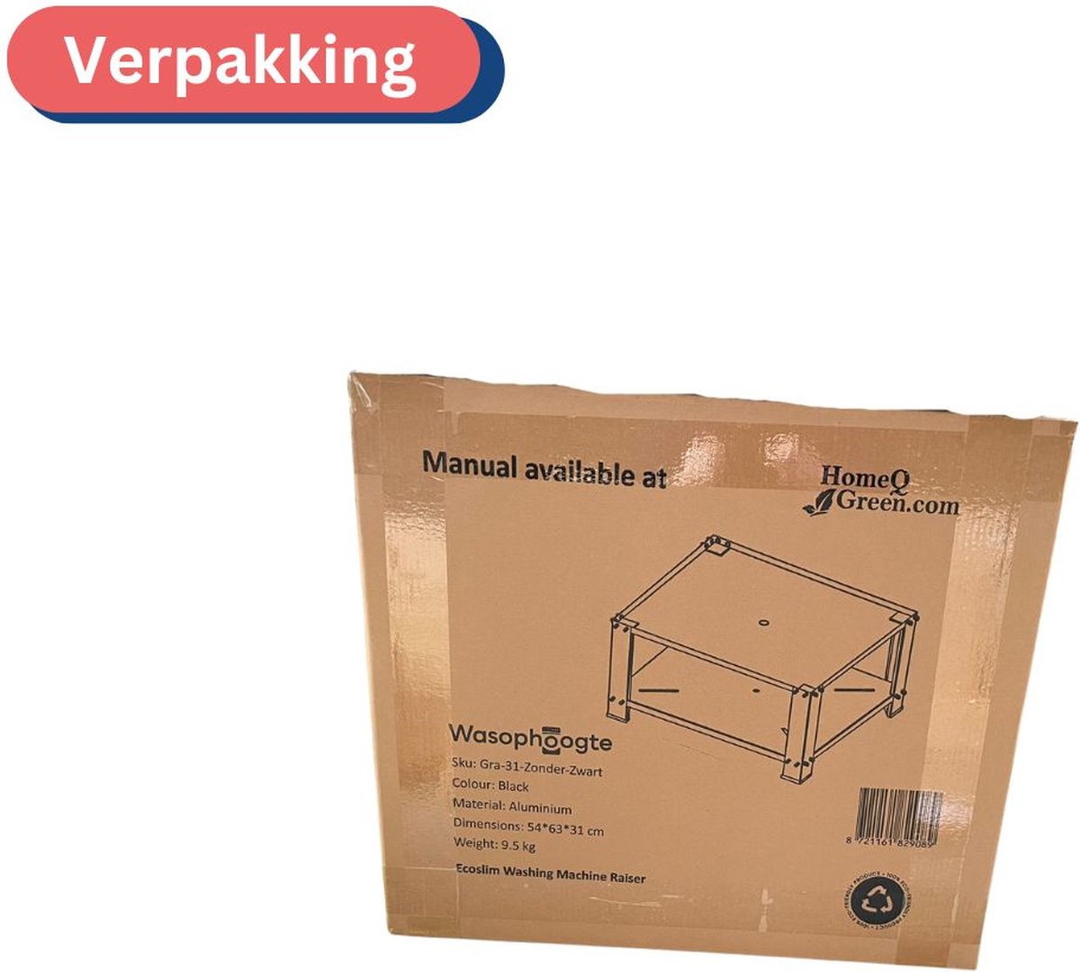 Wasophoogte® Wasmachine verhoger - Wasmachine opbouwmeubel - Wasmachine sokkel - 31cm hoog - Zwart - Universeel thumbnail 8