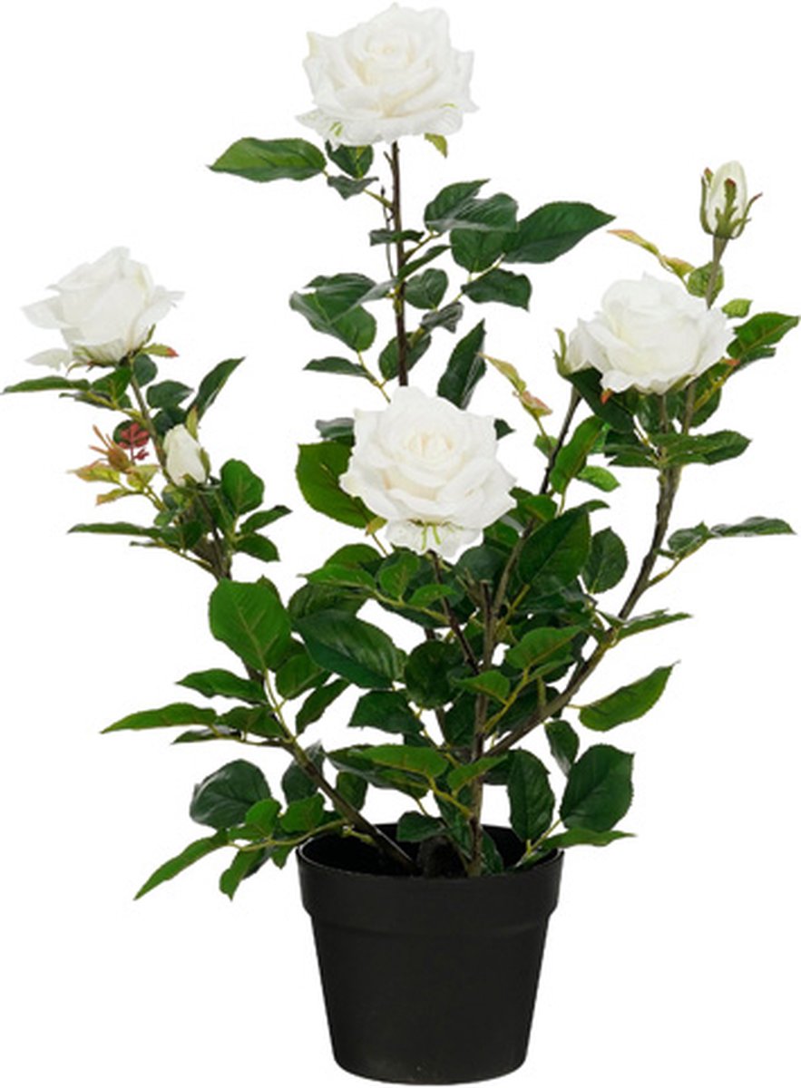 Mica Decorations Roos in pot - Kunstplant = 45 x 35 x 62 cm - Creme