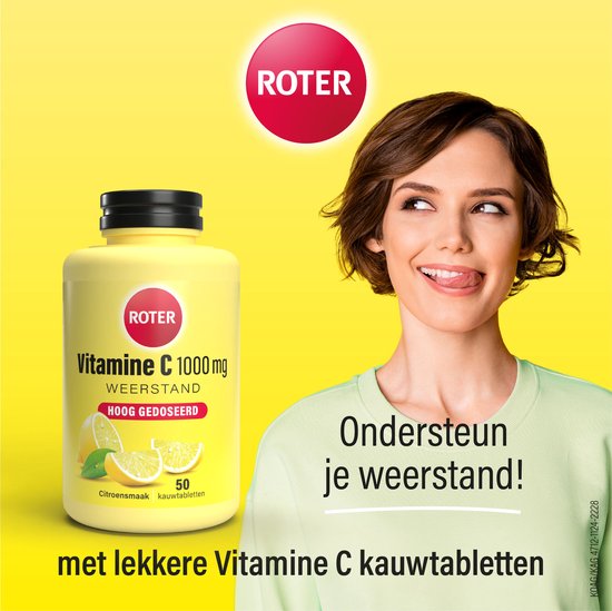 Roter Vitamine C 1000mg - Hoge dosering vitamine C ter ondersteuning van je weerstand - - 50 kauwtabletten met citroensmaak