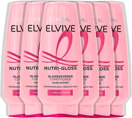 L'Oréal Paris Elvive Nutri-Gloss Conditioner - Glansgevende Conditioner Voor Lang, Dof Haar - Met Parelpoeder - 6x200ML