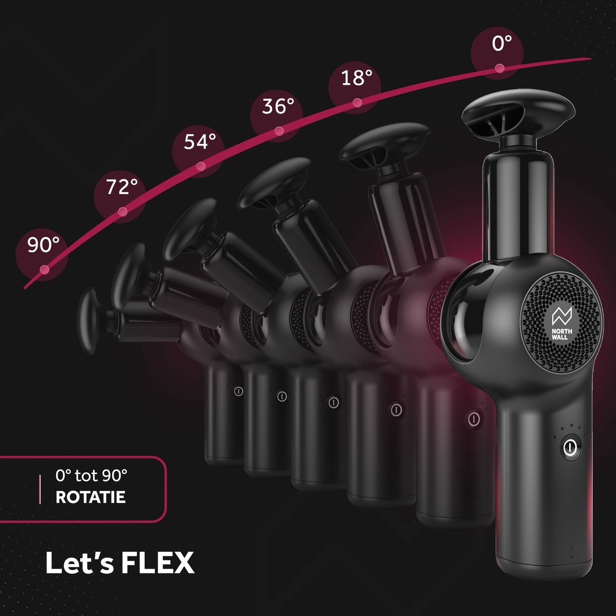 Afbeelding 3 van Northwall Massage Gun - Northgun FLEX Massage Apparaat - Professioneel Massage Pistool
