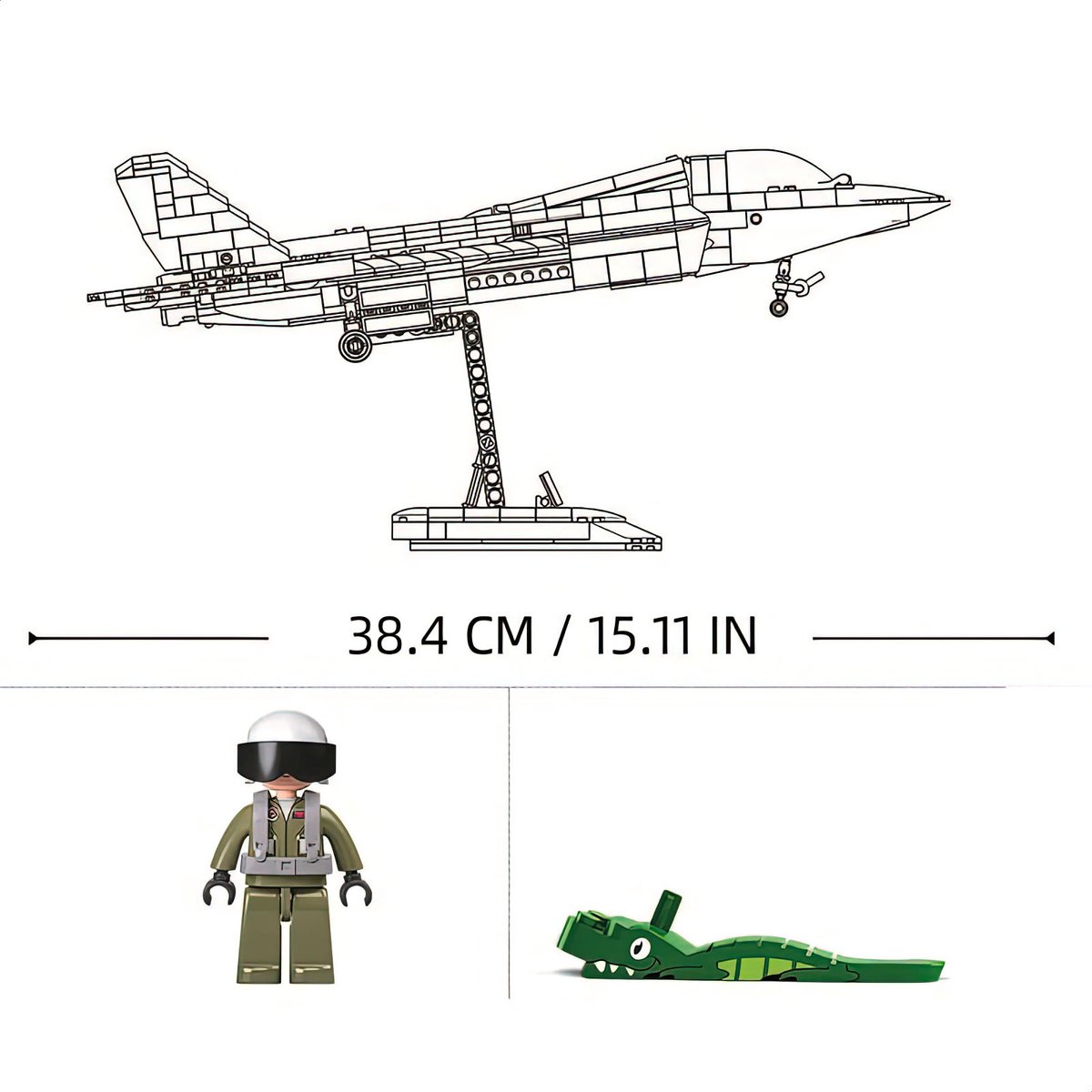 Sluban - J35S Straaljager met LED verlichtingen | WW2 army luchtmacht | Technic creator ideas educatief leger speelgoed | Expert bouwpakketten voor volwassenen | Classic icons vliegtuig modelbouw | 838 bloks — afbeelding 7