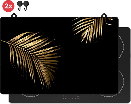 KitchyMist Inductie Beschermer 80x52 cm - Gouden Bladeren - Kookplaat Beschermer - Afdekplaat voor Kookplaat - Inductie Mat - Spatscherm Achterwand Keuken