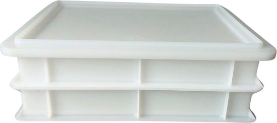 Lot de 2 caisses à pâte - Plateaux à pâte à Pizza 40x30x7cm blanc avec 1 couvercle - Genus Dei