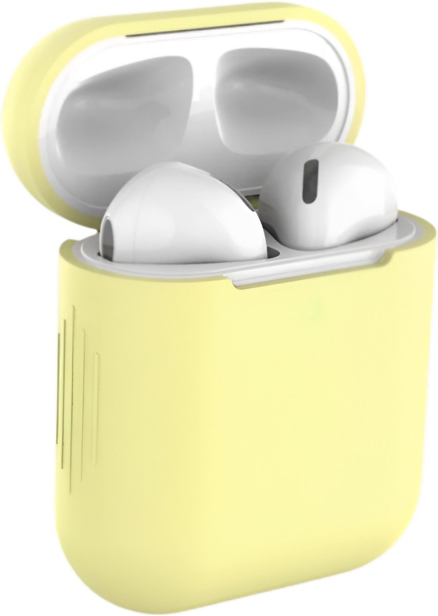 AirPods 2 hoesje siliconen zacht beschermhoes AirPods 1 case schokbestendig licht geel draadloos opladen - Afbeelding 2