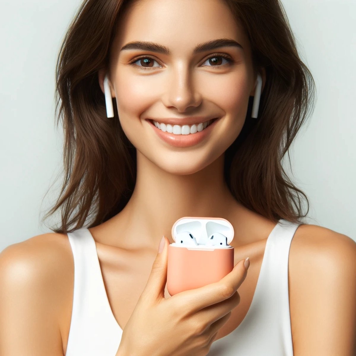 AirPods 2 Hoesje Siliconen Bescherming Schokbestendig Draadloos Opladen AirPods 1 Case Peach - Afbeelding 2