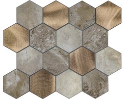 Zelfklevende Mozaïek Steenstrip Hexagon Japandi Beige Taupe Large