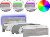 vidaXL - Cadre de lit - avec - tête de lit - et - LED - gris - sonoma - chêne - 120x190 - cm