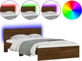 vidaXL - Cadre de lit - avec - tête de lit - et - LED - marron - couleur chêne - 120x190 - cm