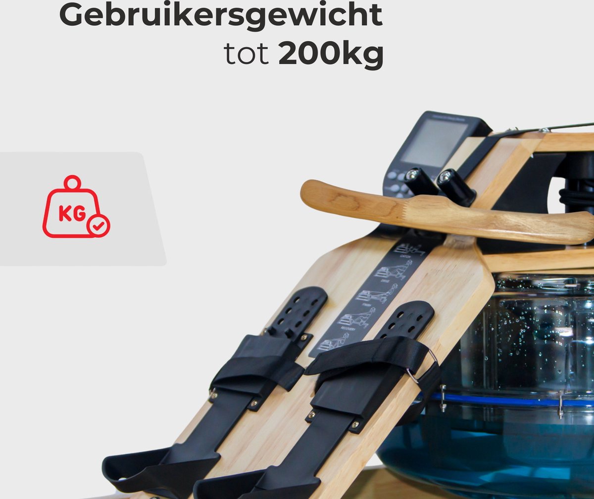 Afbeelding 2 van FitFirst® Roeitrainer met Waterweerstand | Inklapbare Roeimachine | Ergometer Met Apps en Hartslagband | Zwift, KinoMap, FitShow, EXR en meer |Geschikt voor elke lengte | Roeiapparaat voor thuis | Roeitrainers | Inklapbaar