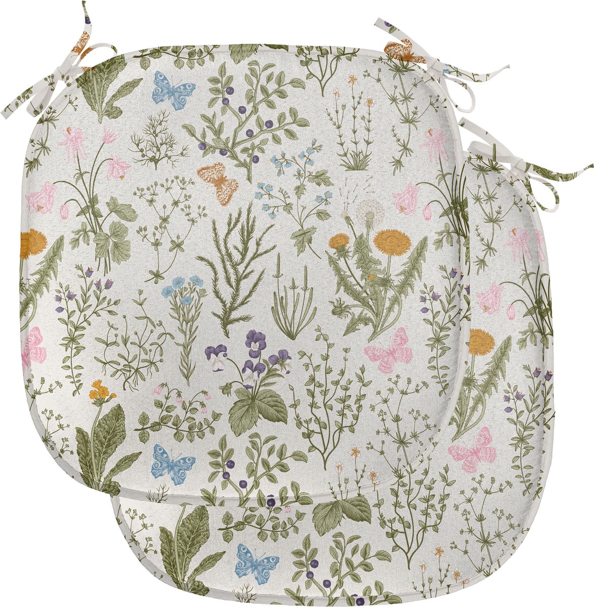 New Bed Bloemmotief Vintage tuinplanten Stoelkussen Set van 2, Anti-Slip Zitting Pad, 40 cm x 40 cm