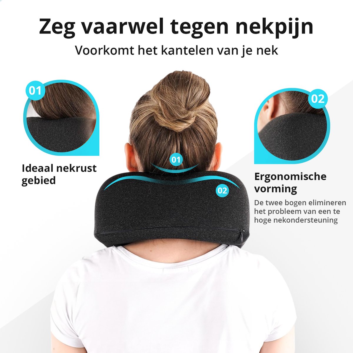 GoGoods® Reiskussen - Luxe Nekkussen Set - Vliegtuig - Auto - Traagschuim - Met Oordoppen, Oogmasker en Fleece Deken — afbeelding 3