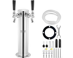VEVOR Biertaptoren Met Twee Kranen, Roestvrijstalen Biervatentoren, Kegerator-Torenset Met voorgemonteerde Slangen en Zelfsluitende Kranen voor Feesten, Bars, Pubs en Restaurants Enz.
