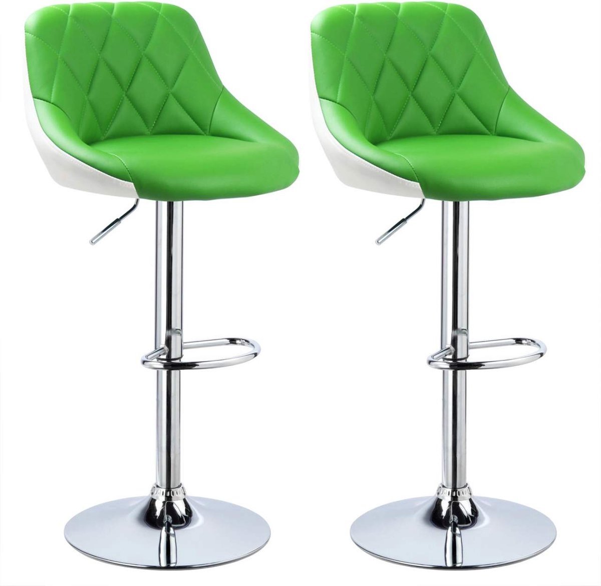 Bolt Edge Barkrukken - Set van 2 - Groen - Kunstleer - Verstelbaar in Hoogte - Met Rugleuning - Zithoogte 60-82 cm