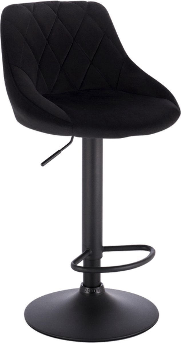 Bolt Edge Designer Barkruk - Zwart - Velvet - Ergonomisch - Zithoogte 60-82 cm - In Hoogte Verstelbaar