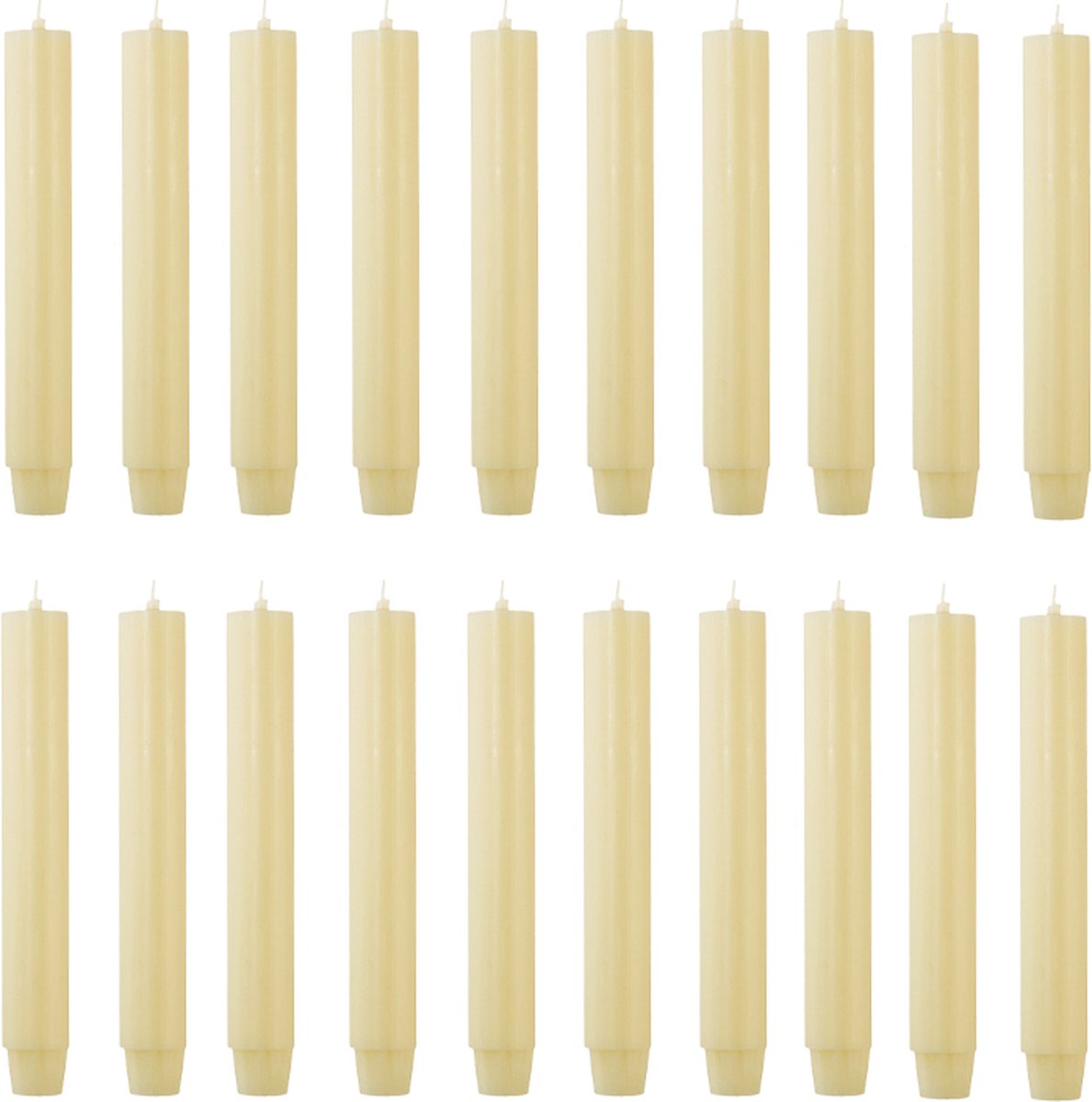 Rustik Lys dinerkaarsen pak van 20 stuks in de kleur Pala Banana Ø 2.6 x 18 cm H 20 100% Oekö-tex katoenen lont, RAL gecertificeerde paraffine Pale Banana