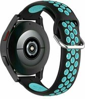 By Qubix 22 mm - Bracelet sport en Siliconen avec boucle - Zwart + bleu - Huawei Watch GT 2 - GT 3 - GT 4 (46 mm) - Huawei Watch GT 2 Pro - GT 3 Pro (46 mm)