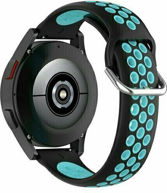 By Qubix 22 mm - Bracelet sport en Siliconen avec boucle - Zwart + bleu - Huawei Watch GT 2 - GT 3 - GT 4 (46 mm) - Huawei Watch GT 2 Pro - GT 3 Pro (46 mm)