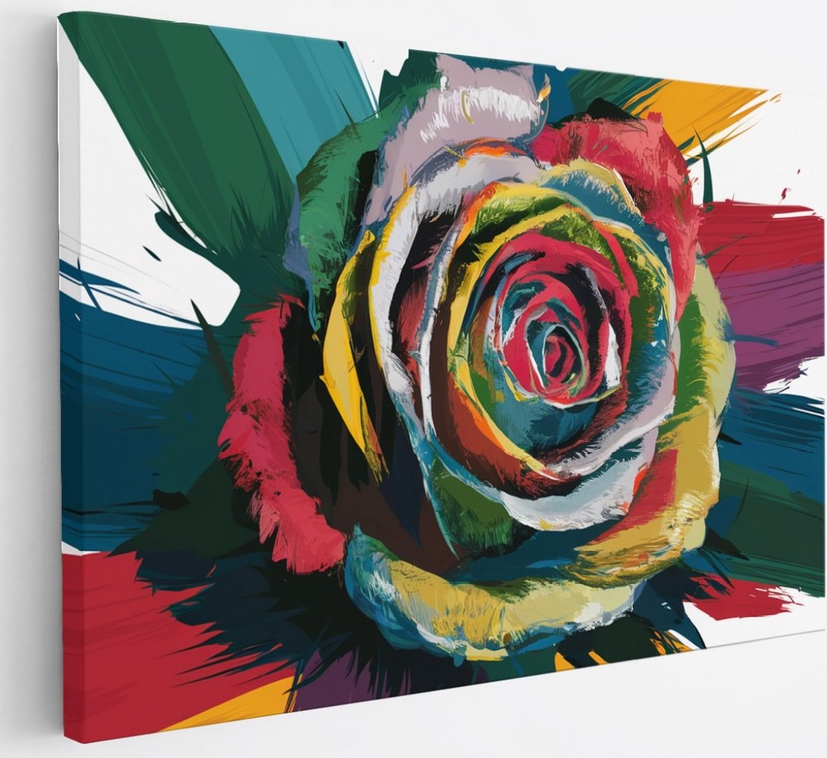 Saammp Canvas Schilderij - Kleurrijke Roos Abstract Kunst - Natuur - 30x20 - Foto op canvas - Wanddecoratie - Muurdecoratie Woonkamer - Kantoor Decoratie Multicolor