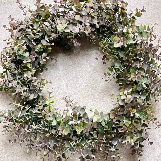 Eucalyptus krans - plant - kunstplanten - voorjaar - kransen - deurkrans - decoratieve accessoires - landelijk - nepplant - Lente - Zijden
