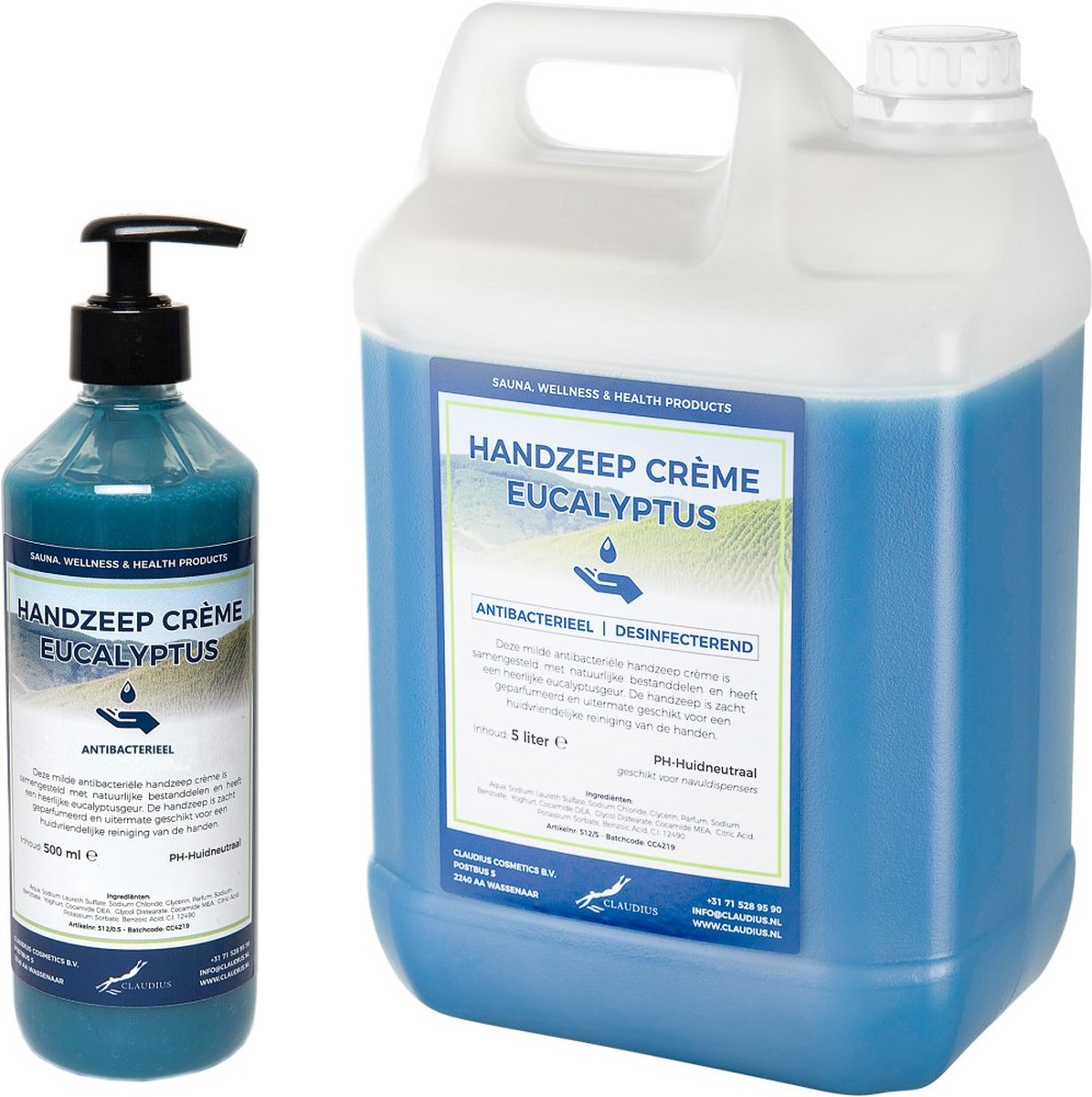 Goedkoopste Handzeep Crème Eucalyptus 500 ml met gratis pompje jerrycan 5 liter
