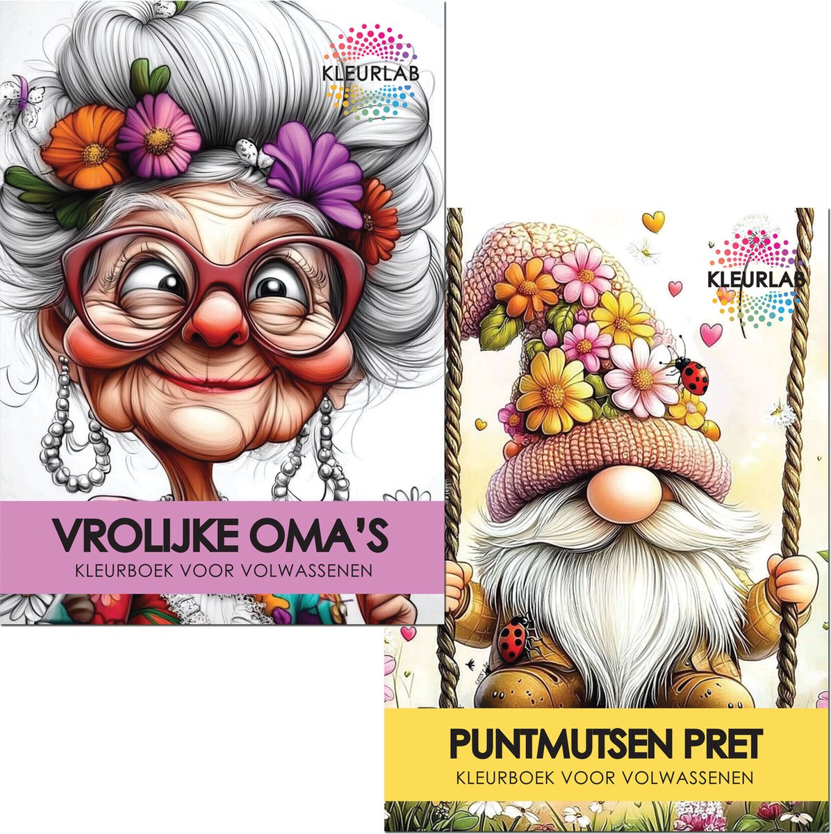 KleurLab® - Kleurboek voor Volwassenen - Vrolijke Oma's - Fantasy en Humor - 48 Kleurplaten op A4 Formaat - Enkelzijdig bedrukt — afbeelding 4