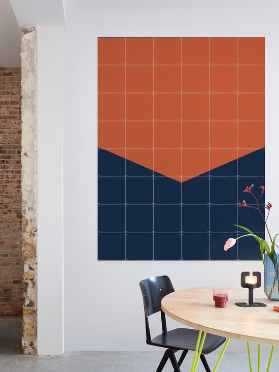 IXXI Color blocking - Orange Blue, Allon Dery - 80 x 100 cm - Support de suspension gratuit - Grande décoration murale et posters - Design graphique, Géométrique