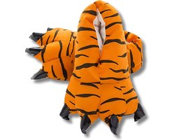 BoefieBoef Dinopoten tijger sloffen voor kinderen - oranje