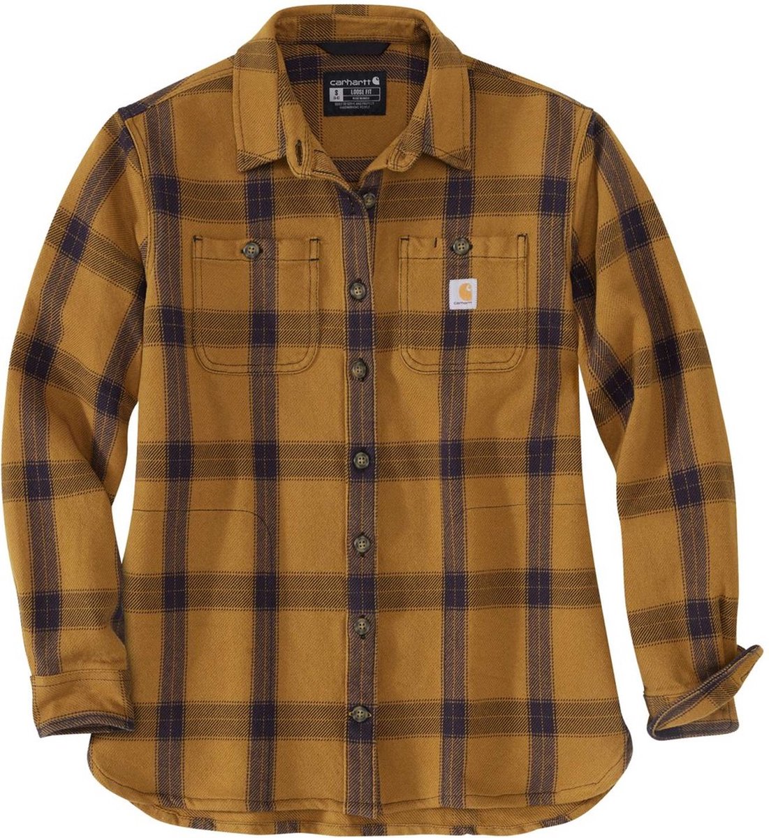Carhartt Twill Plaid Loose Fit Overhemd Met Lange Mouwen M Vrouw Bruin