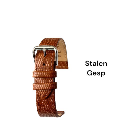 bracelet-montre-20mm-cuir véritable-croco-lézard-marron clair-souple-plat-20 mm