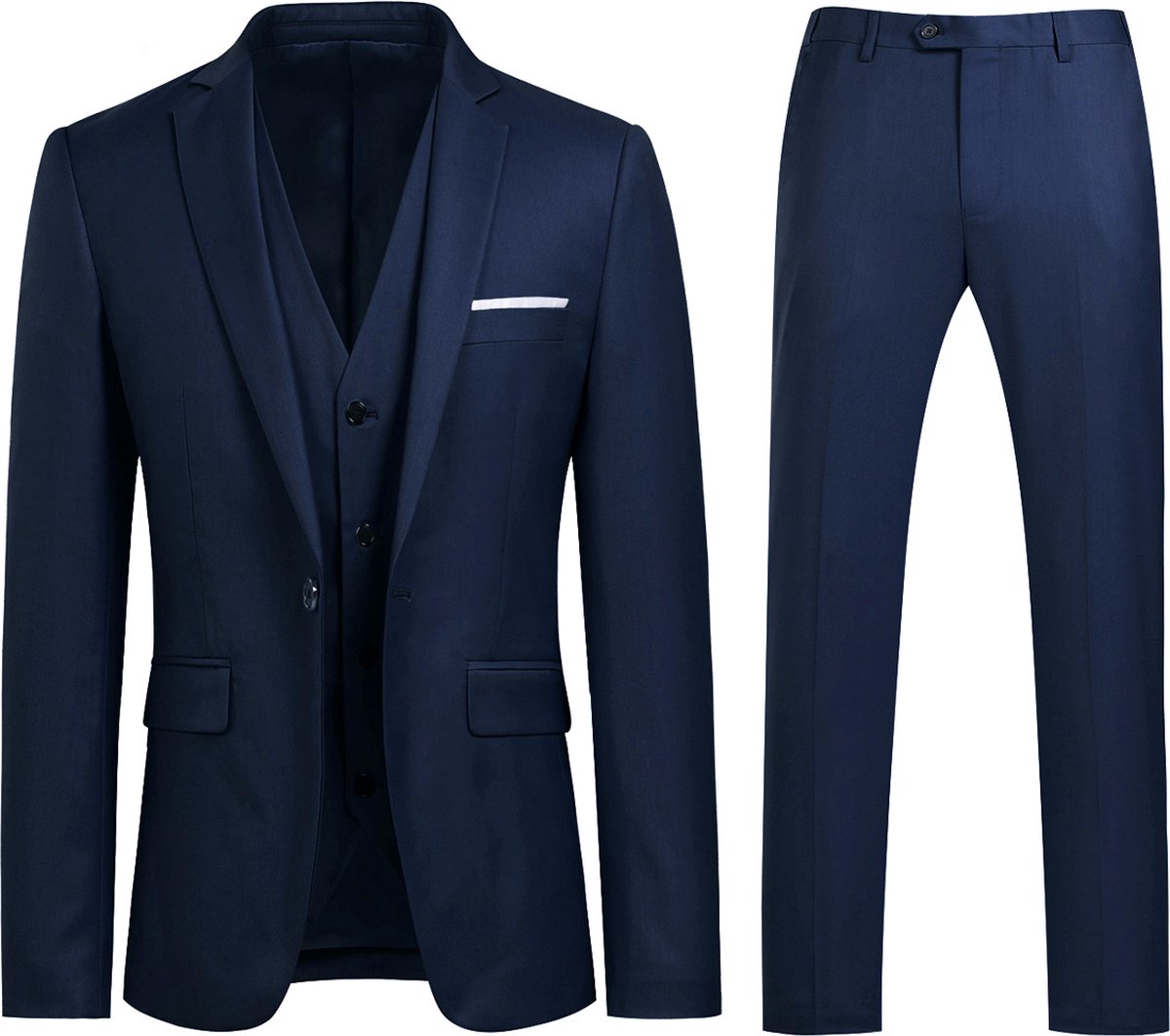 ALLTHEMEN Heren Slim Fit 3-delige Moderne Pakken - Herenpak Voor Zakelijke Bruiloften - S