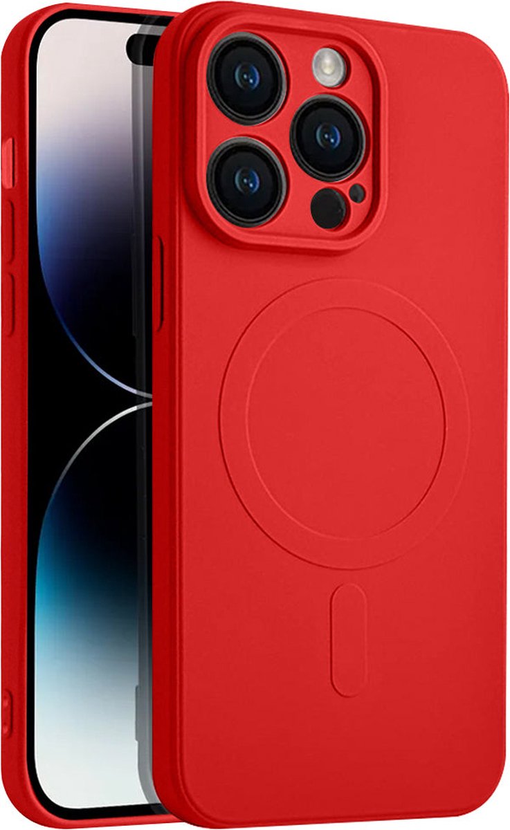 Casify Siliconen Hoesje geschikt voor MagSafe iPhone 14 Pro Hoesje - Rood