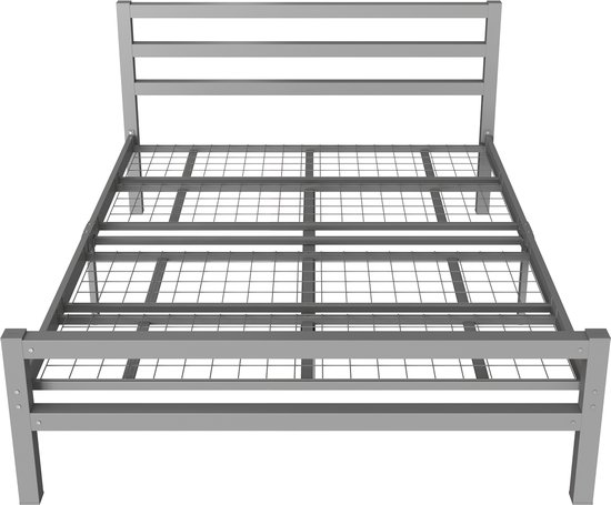 Cadre de lit en métal robuste AirSleeperz Burhara - Couleur gris - Dimensions 140x200 cm - Pour 2 personnes - Capacité de charge 600 kg