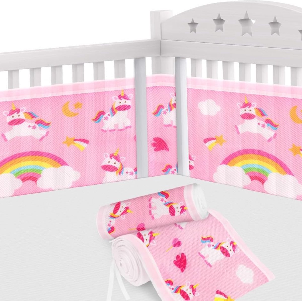 Image of Ademend en Veilig Bedbumper voor Babybed met Unicorn Thema