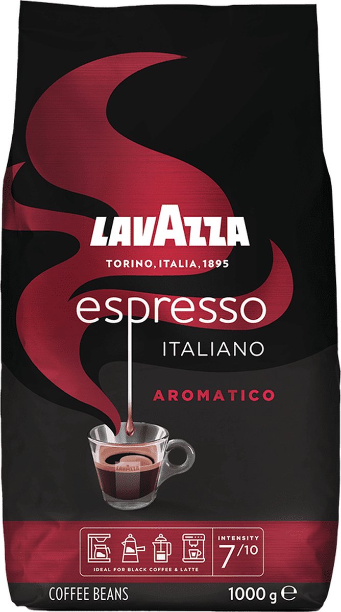 Goedkoopste Lavazza Espresso Italiano Aromatico Koffiebonen - Koffie Blend van Robusta en Arabica Bonen - Intensiteit 8/10 - 1 kg